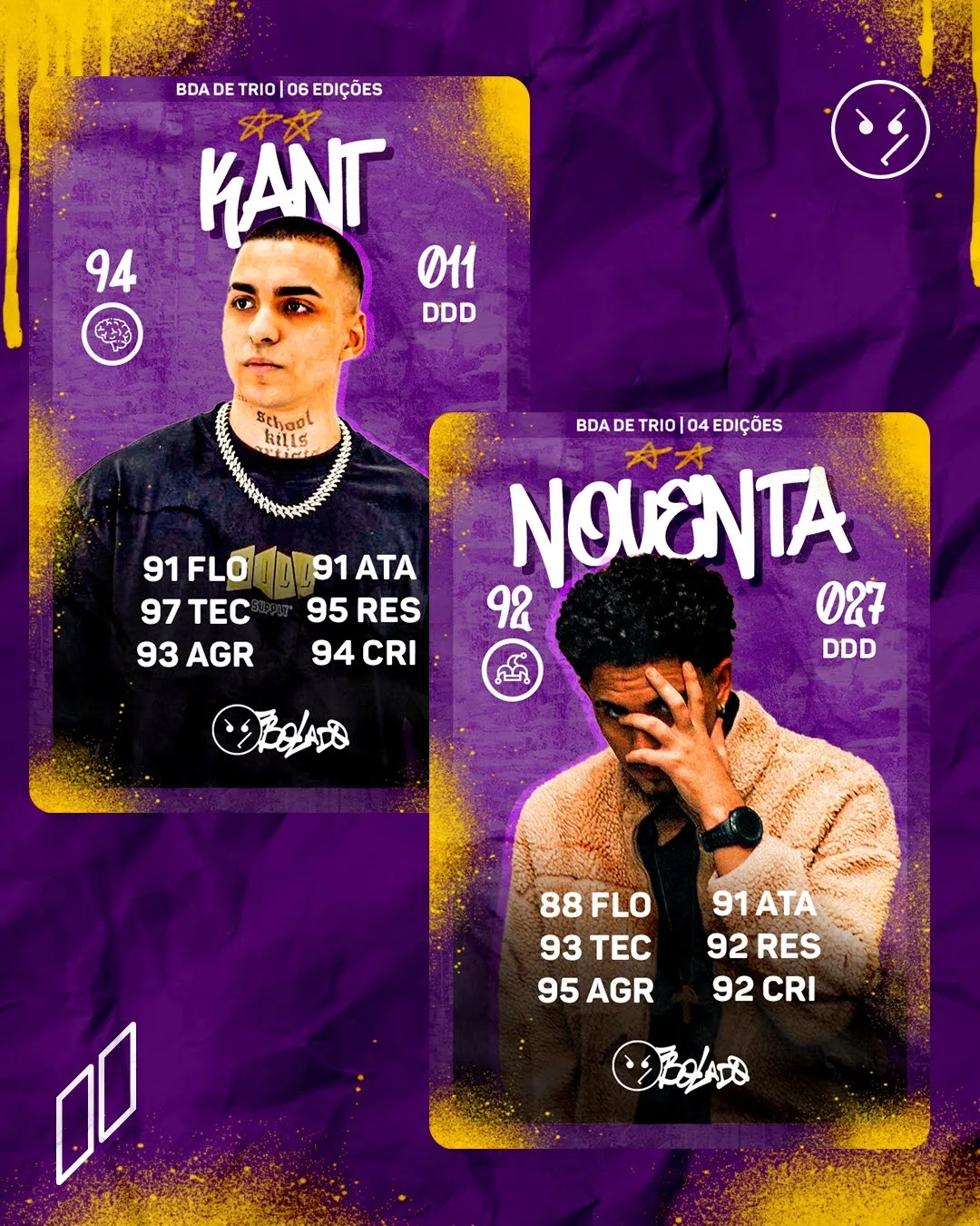 Top 10 Cards Individuais, artes · batalha de rima (marca pessoal Bolado), imagem 2 de 2